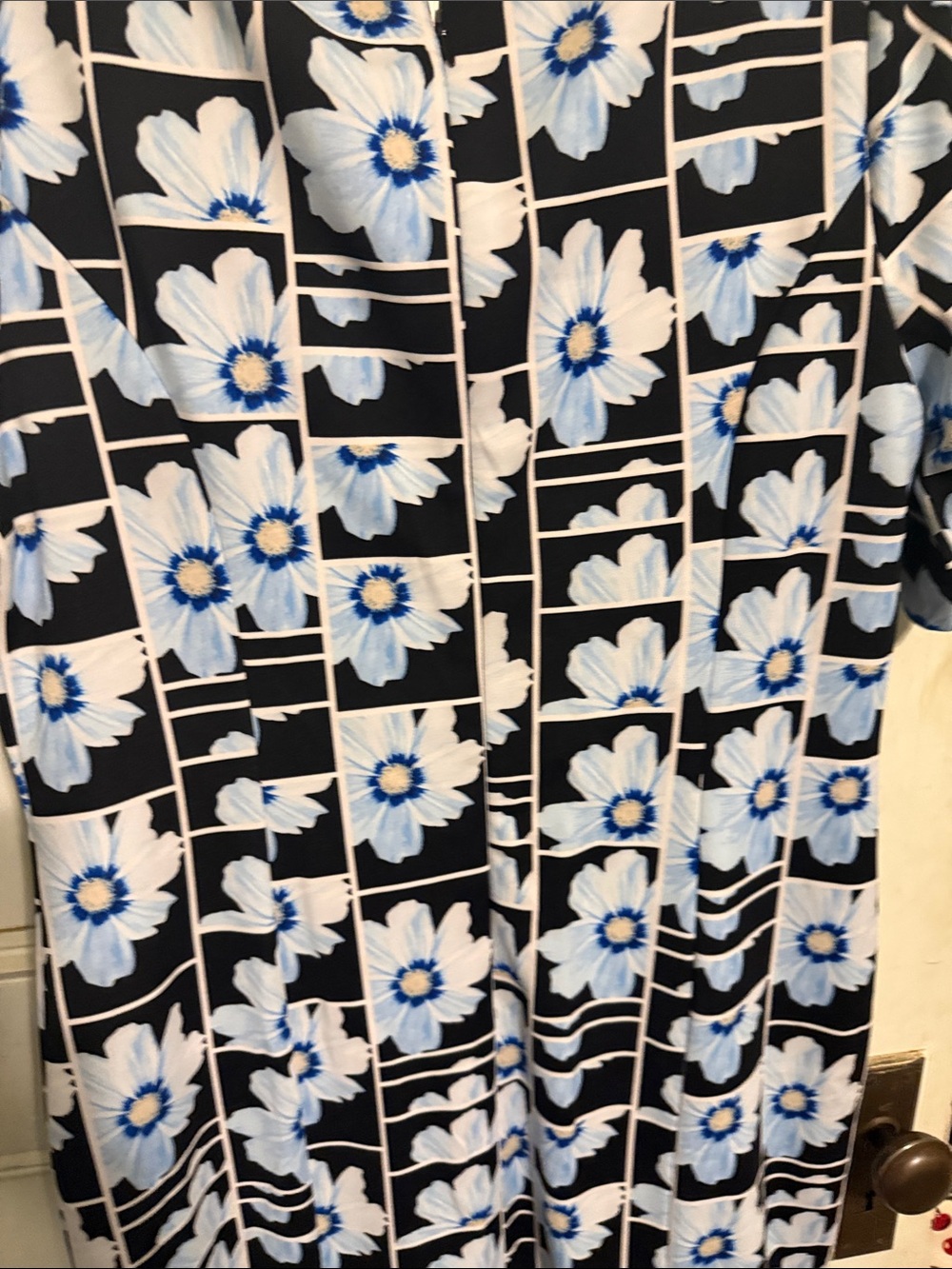Alfani Black Floral-Grid Midi Dress with White and Blue Accents - Picture 3 of 3